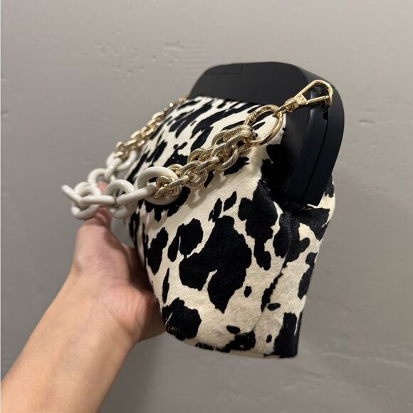 Cow Print Real Hair-on Cowhide Handmade Wooden Frame Shoulder Bag/Crossbody - Picture 11 of 15